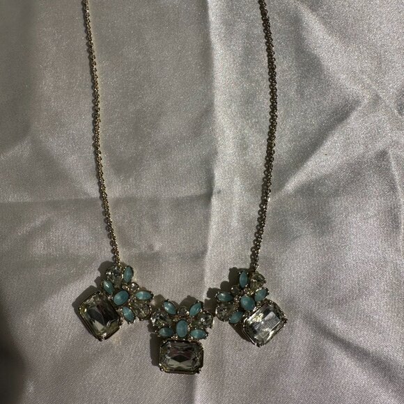 ✨Statement Crystal & Aqua Gem Necklace✨ - Picture 1 of 7